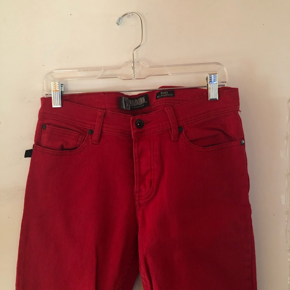 Red Mid-Waist Jeans